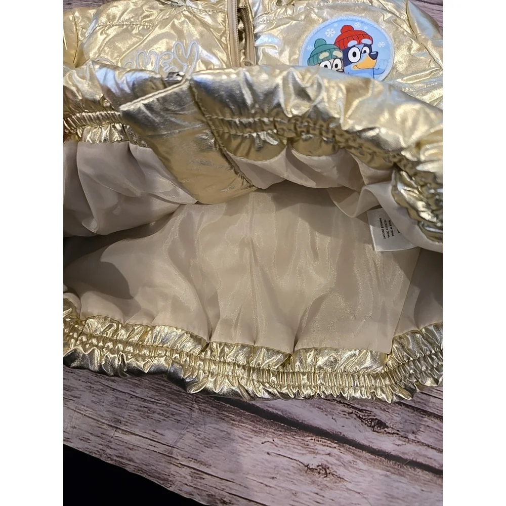 Bluey Gold Puffer Jacket Coat Zipper Closure Baby 12 Months Oversized NWT (218)
